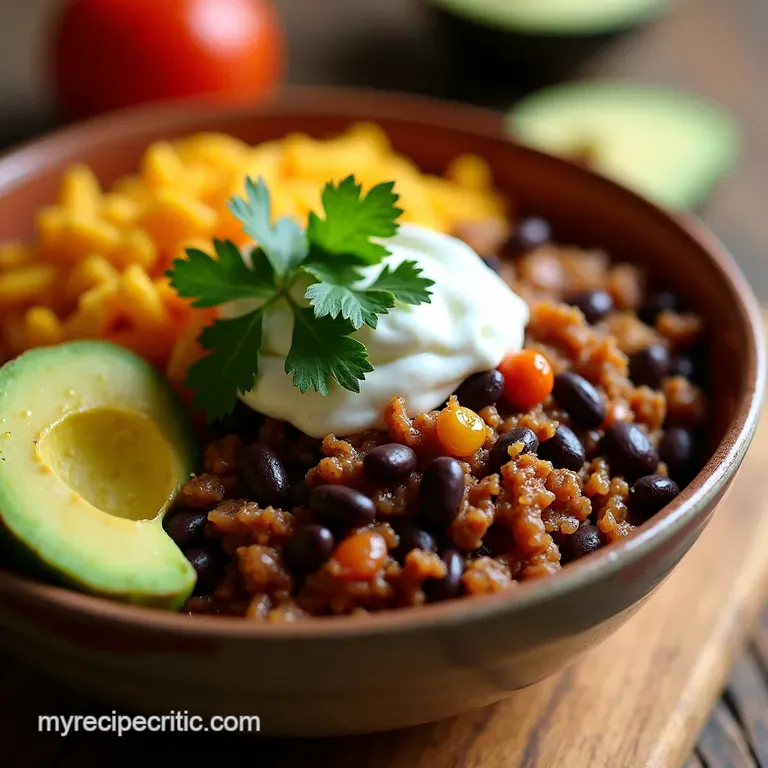 Beef Black Bean Burrito Bowls presentation