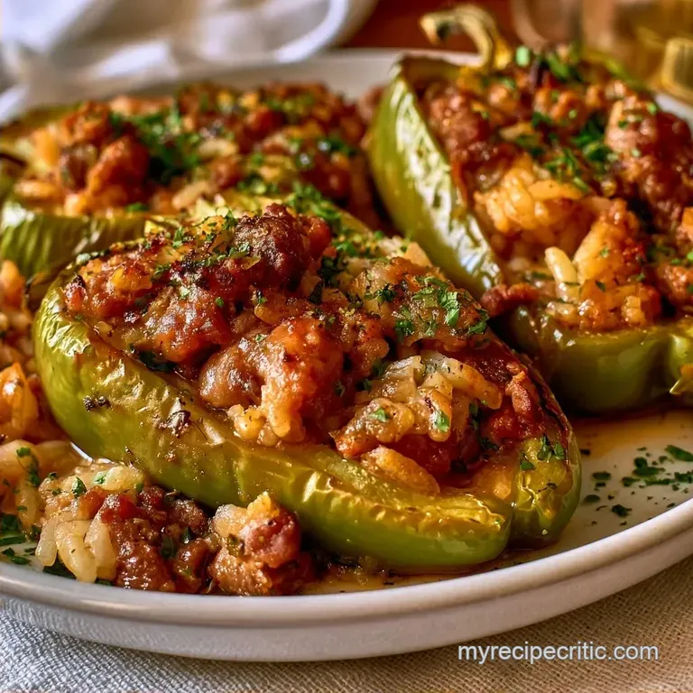 Stuffed Anaheim Peppers with Ground Beef and Rice