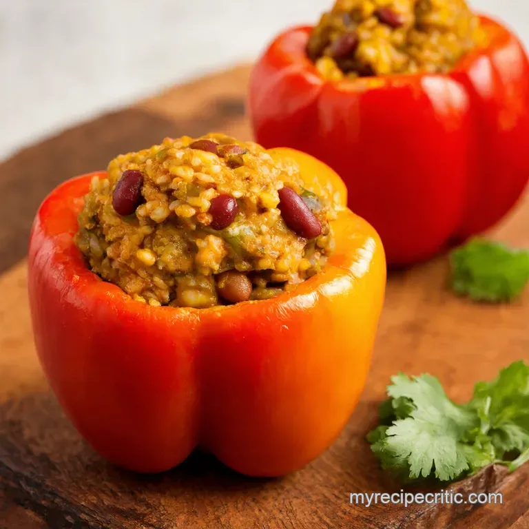 Bell Pepper Bonanza Hearty Rice Bean Stuffed Peppers presentation