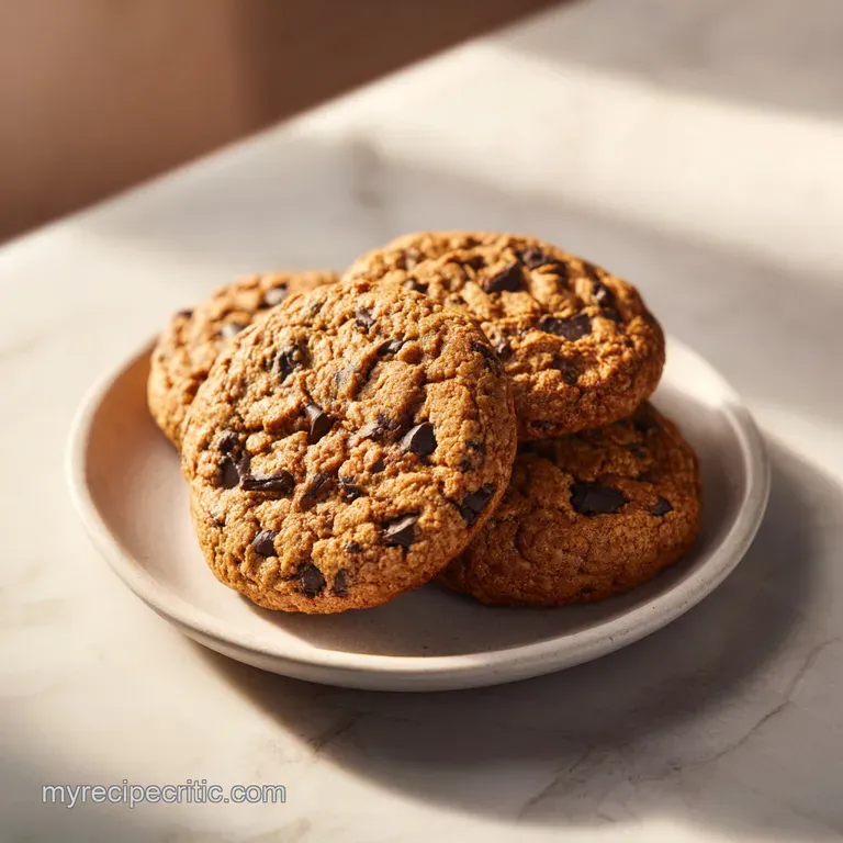 A trio of soft, chewy cookies artfully arranged with a drizzle of melted chocolate on a white ceramic plate.