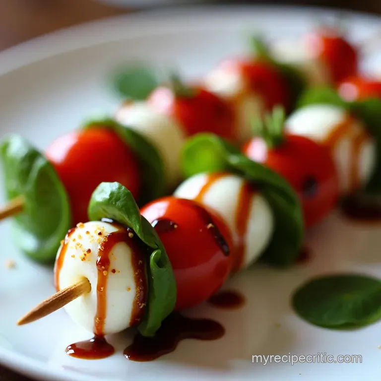 Neapolitan Sunshine on a Stick Ultimate Caprese Skewers with Balsamic Glaze
