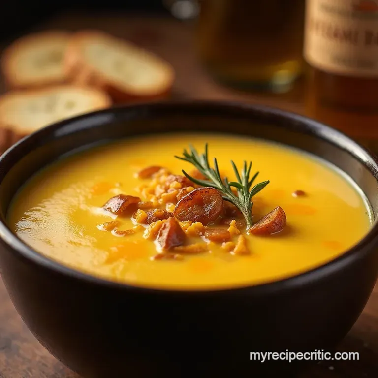 The Pub Classic Reimagined Rich Cheddar Roasted Garlic Thyme Potato Soup presentation