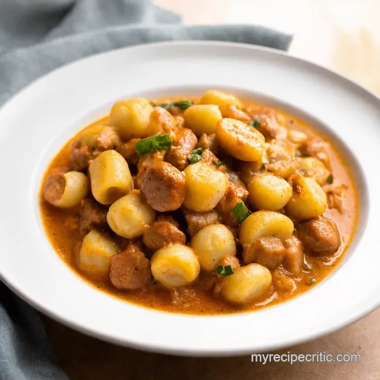 Chicken Sausage Gnocchi with Creamy Tomato Basil Sauce Bangers Gnocchi Mashup