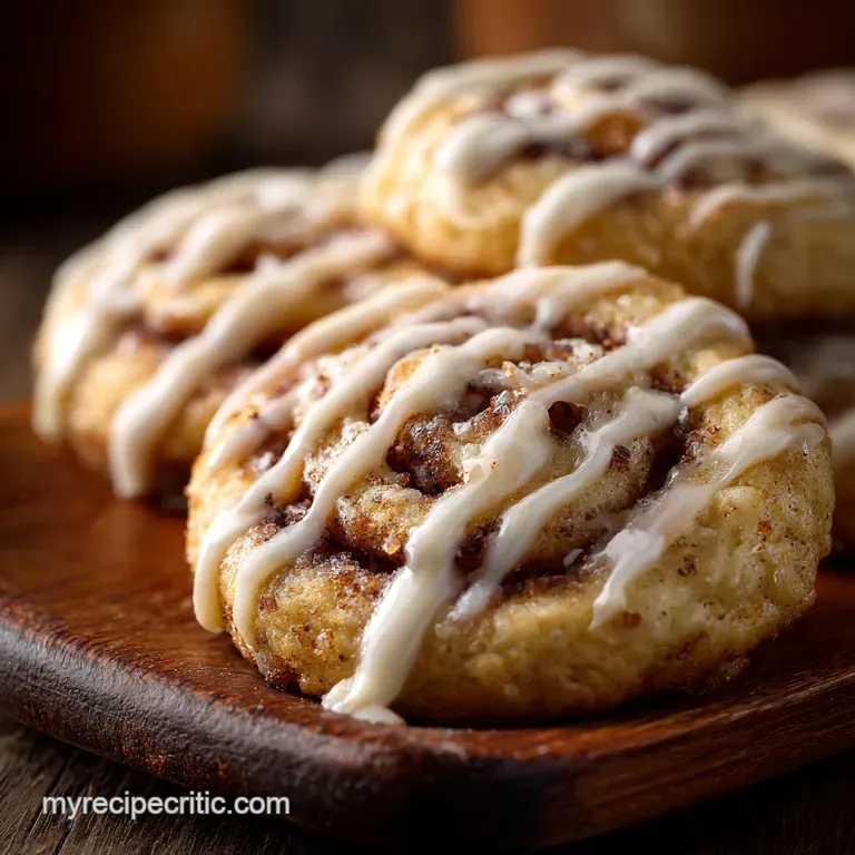 Cozy Cinnamon Roll Swirl Cookies with Cream Cheese Glaze presentation