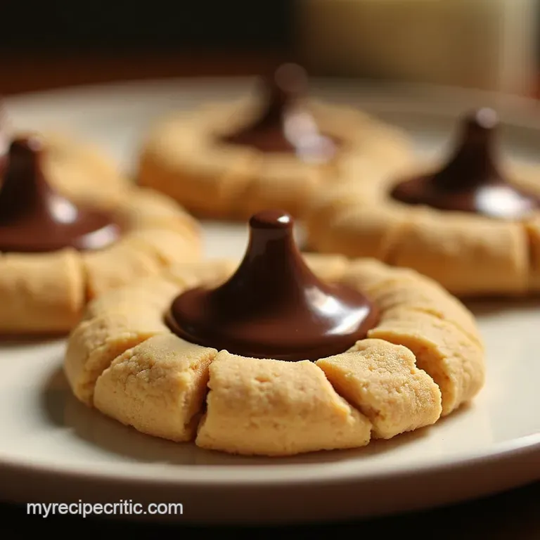 The Ultimate Classic Peanut Butter Blossoms Crinkly Cookies with a Chocolate Crown presentation