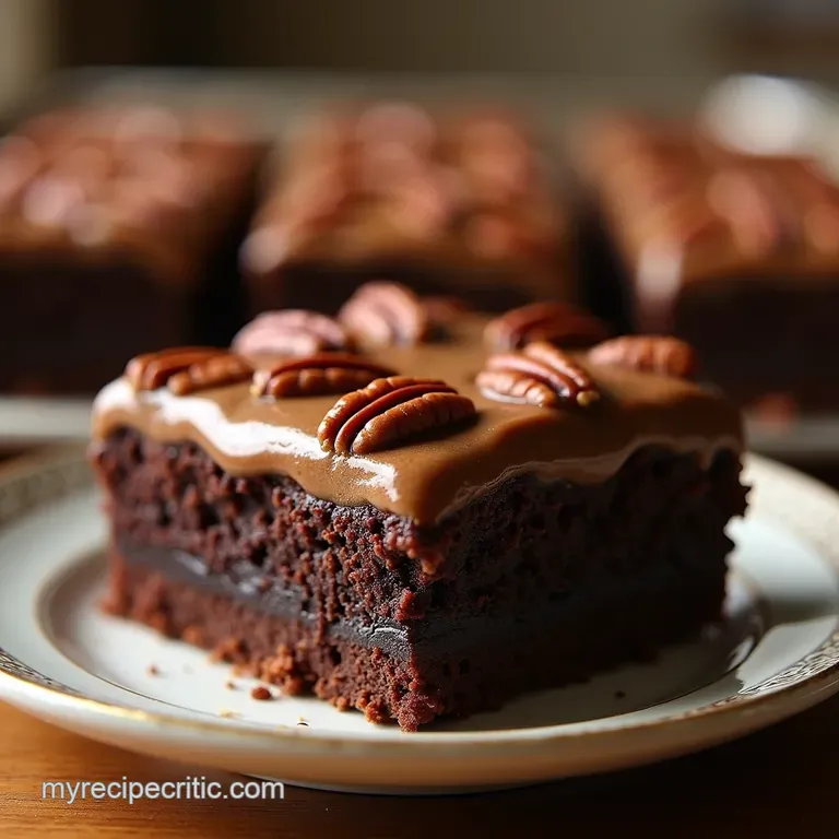 The Ultimate Gooey Texas Chocolate Sheet Cake with Pecan Icing presentation