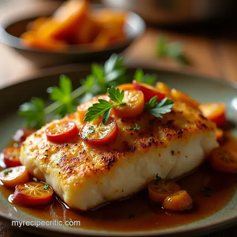 Cod Almighty Baked Cod with Sunshine Roasted Veggies presentation