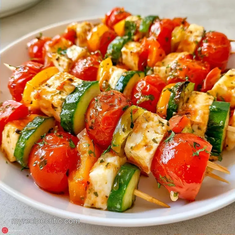 Cold Vegetable Skewers with Feta Cheese