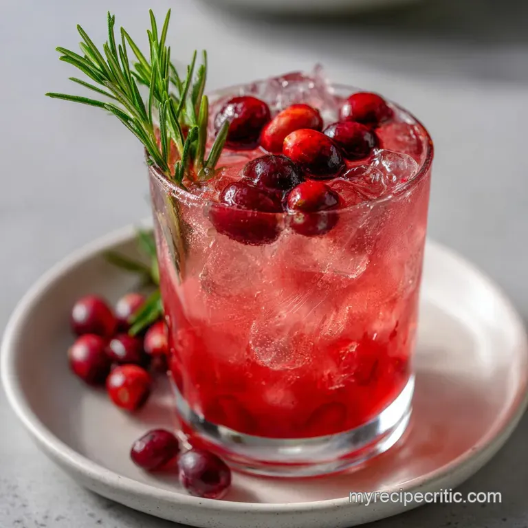 Christmas Cocktails: Fireside Cranberry Gin Fizz presentation
