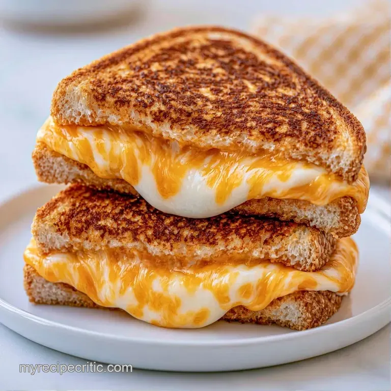 Two buttery, toasted triangles stacked neatly on a white ceramic plate beside a small bowl of red tomato soup.
