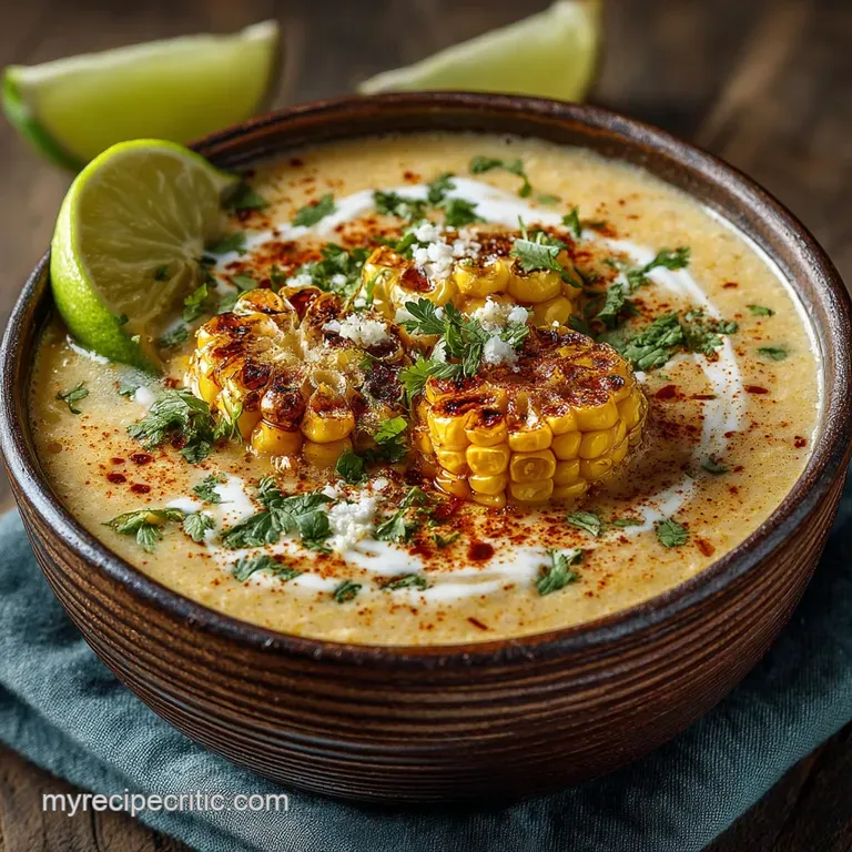 Sunshine in a Bowl Creamy Mexican Street Corn Esquites Soup presentation