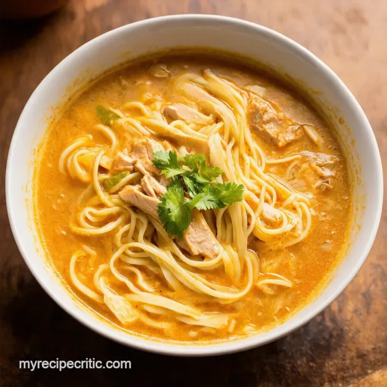 Creamy Chicken Laksa Noodle Soup presentation