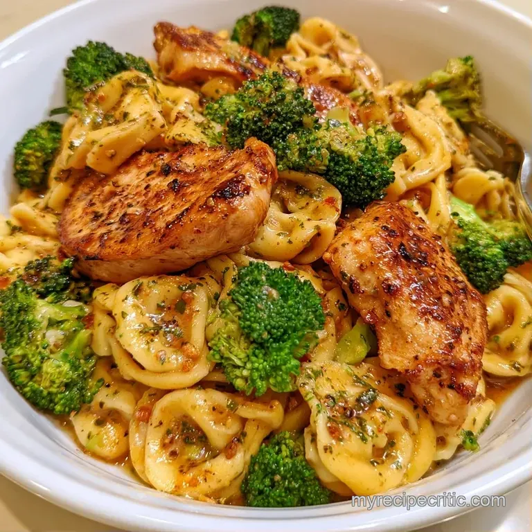 A white ceramic bowl of pasta topped with fresh parsley and cracked pepper, served on a rustic wooden tabletop.