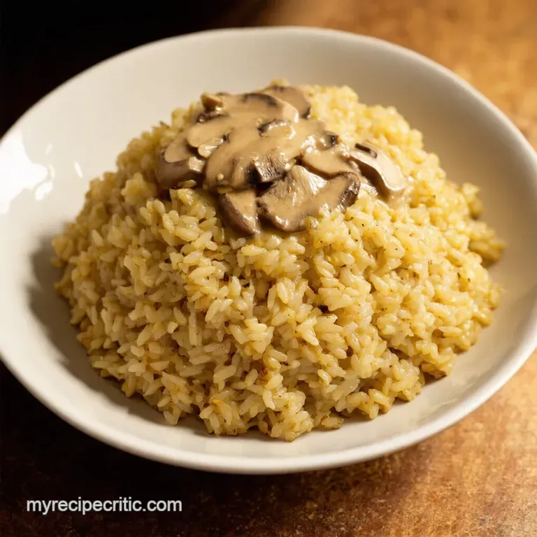 Creamy Dreamy Garlic Mushroom Rice presentation