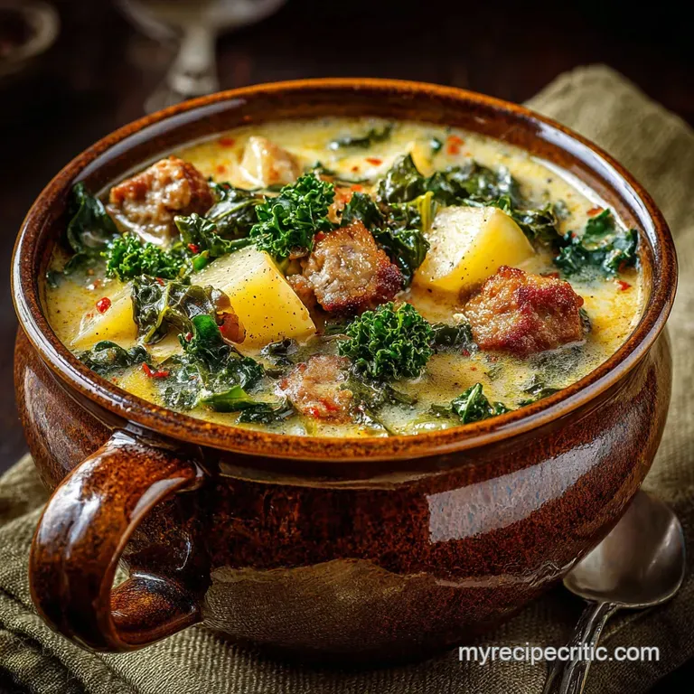 A Comforting Hug in a Bowl Rich Creamy Sausage Potato and Kale Soup