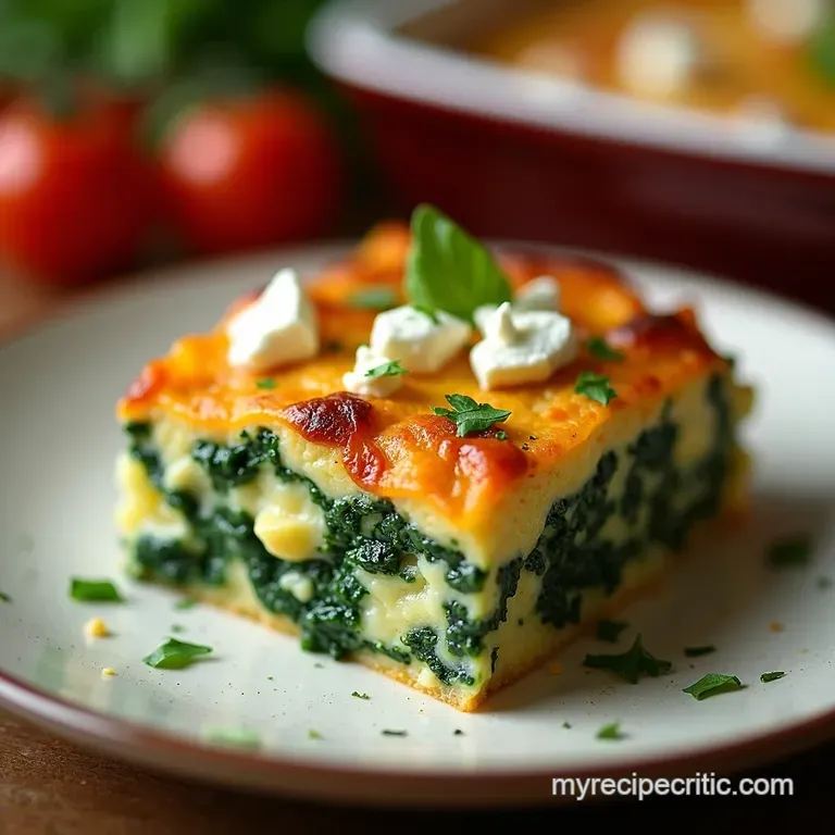 Creamy Spinach Feta Casserole a Taste of the Aegean presentation