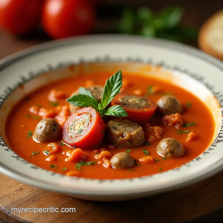 Creamy Tomato and Sausage Onepot Soup presentation