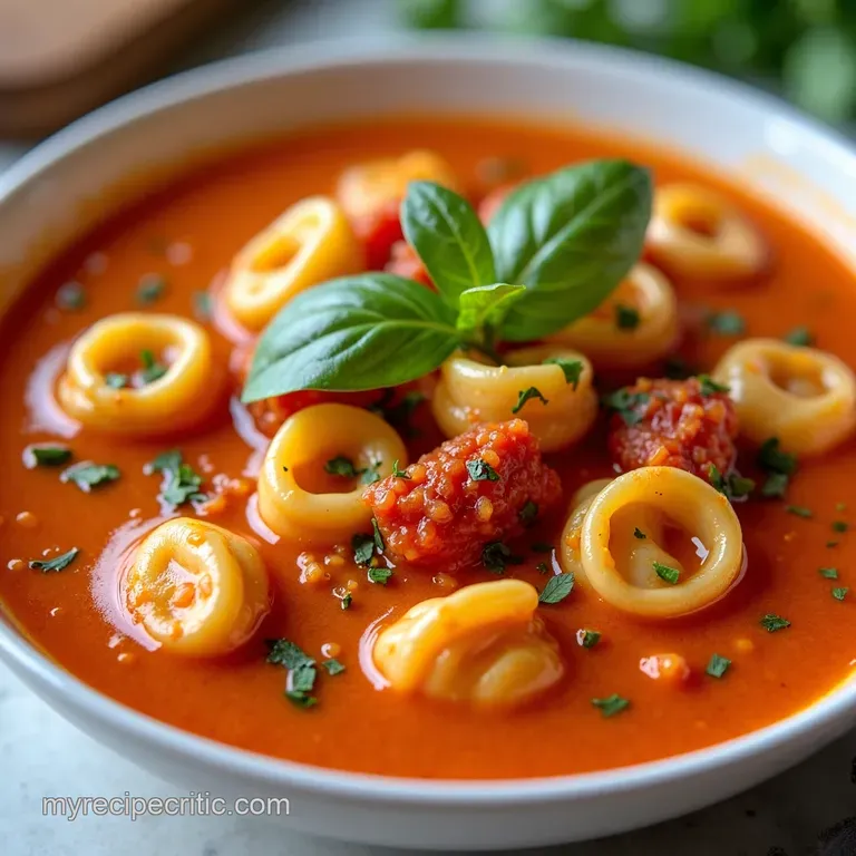 Creamy Tomato Tortellini Soup with Spinach Basil