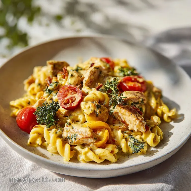 A golden chicken thigh nestled in a creamy sauce, garnished with fresh basil and a sprinkle of parmesan.