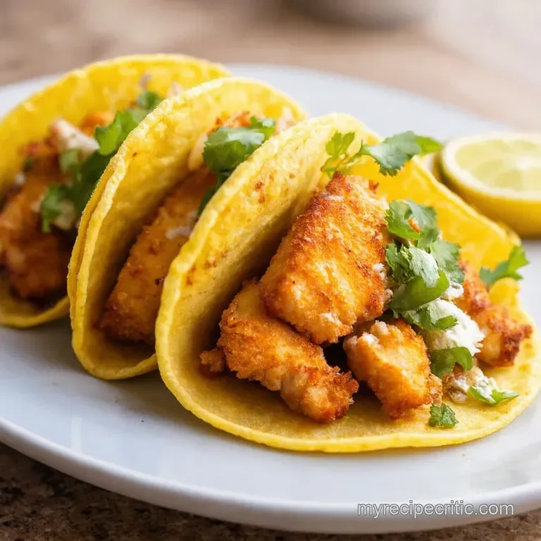 Crispy Baked Fish Tacos with Zesty Lime Crema presentation