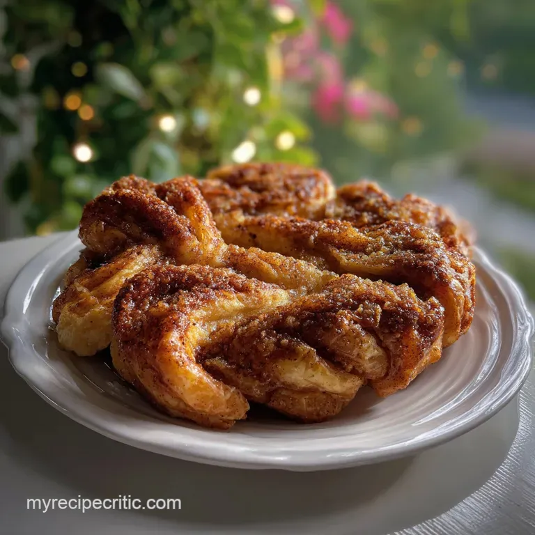 Elegant plate of flaky elephant ear pastries, showcasing caramelized edges, with a scattering of powdered sugar and a spri...