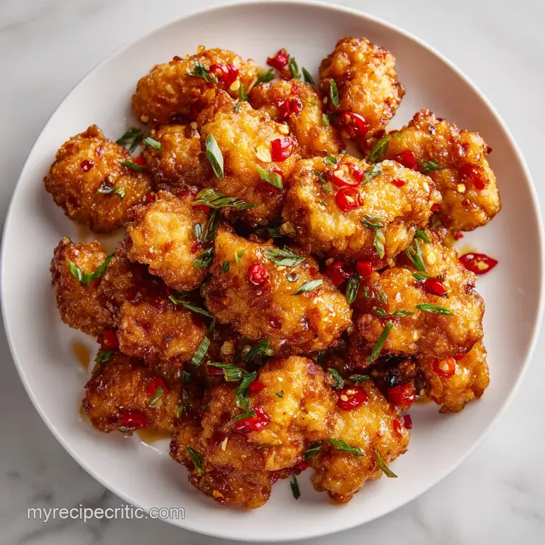 A rustic bowl overflowing with creamy chicken, topped with crumbled bacon and fresh green onions.
