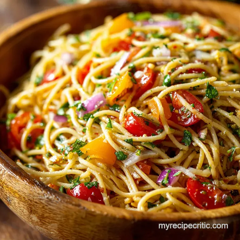 Spaghetti Salad with Zesty Homemade Vinaigrette The Bobby Dazzler