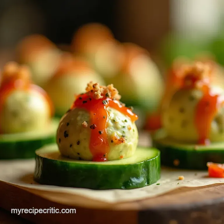 Cucumber Avocado Bites with Lime Chili Kick presentation