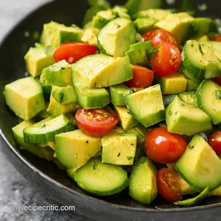 Cucumber Avocado Tomato Sunshine Salad presentation
