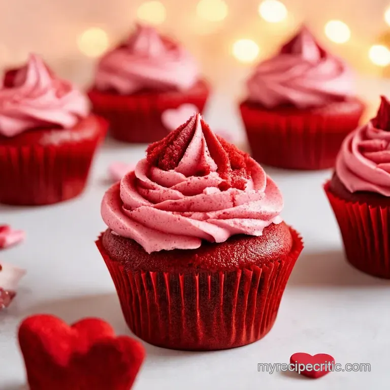 Cupids Kiss Red Velvet Cupcakes presentation