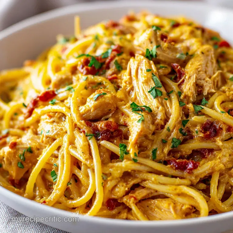 Crockpot Chicken Spaghetti the Easiest Cheesy Weeknight Supper presentation
