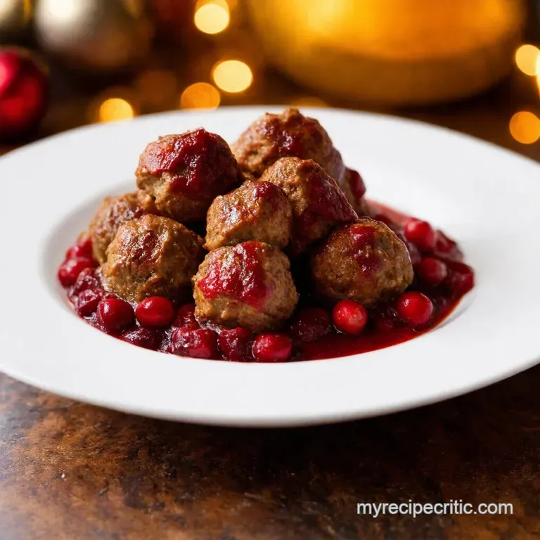 Festive Slow Cooker Cranberry Meatballs presentation