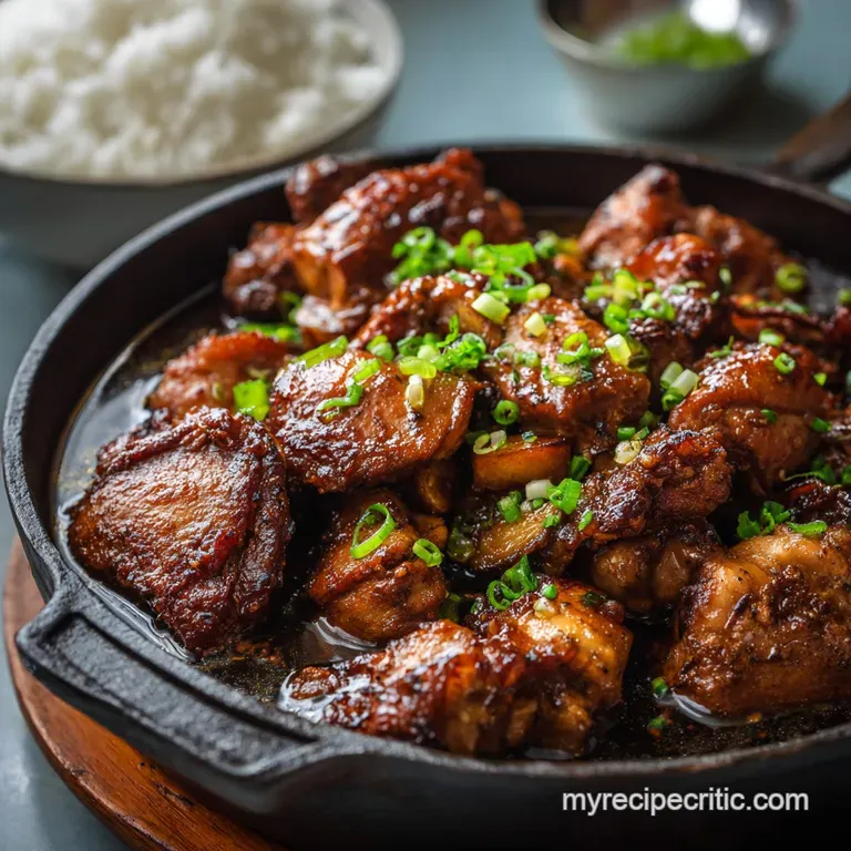 The Classic Filipino Chicken and Pork Adobo presentation