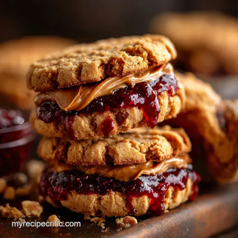 Flourless Peanut Butter Raspberry Jam Sandwich Cookies presentation