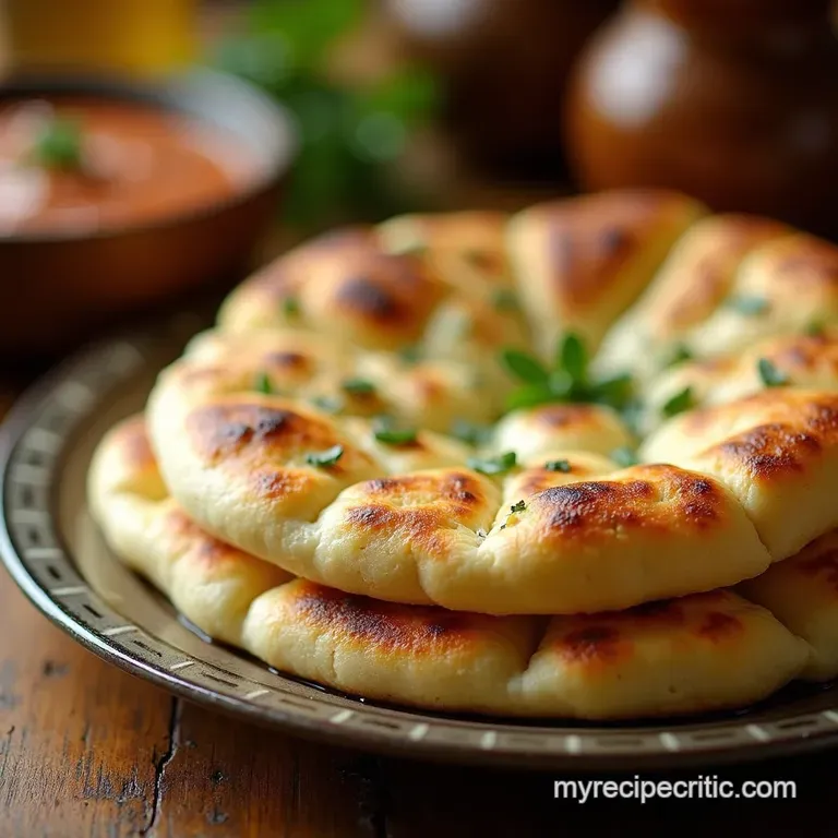 Fluffy Authentic Homemade Naan Bread presentation