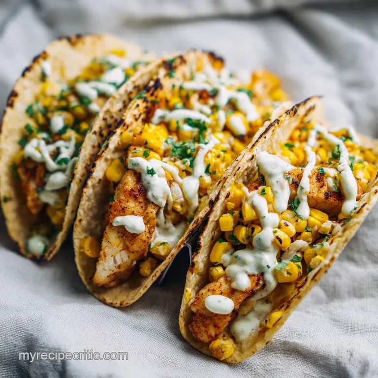 Fried Chicken Street Corn Tacos with Jalapeno Lime Ranch