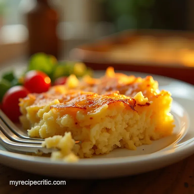 The No Fuss Golden Morning Hashbrown Breakfast Casserole presentation
