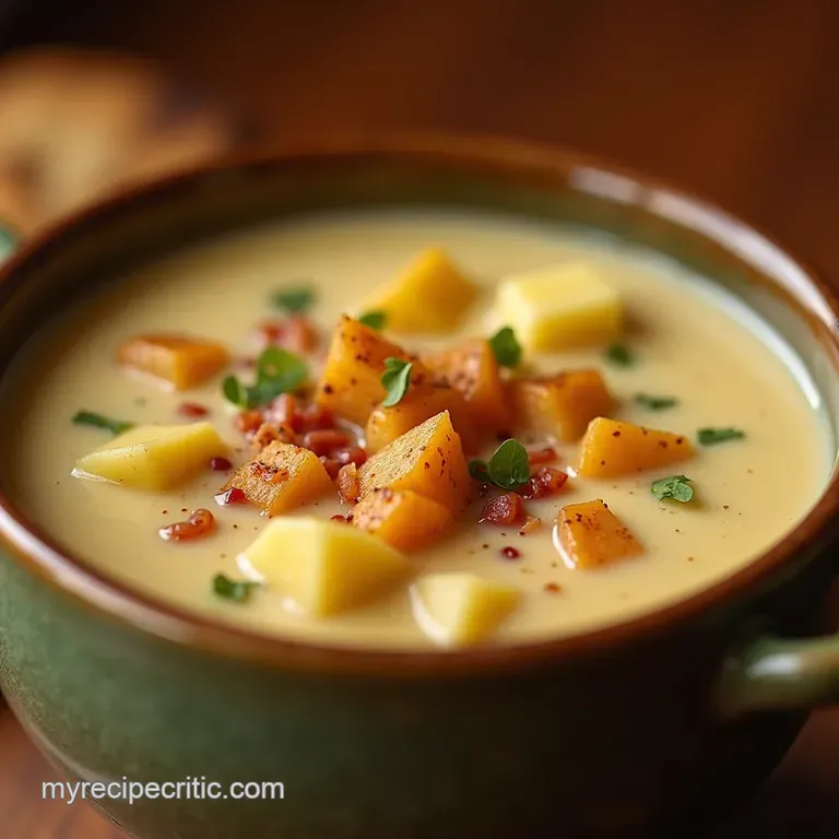 The Perfect Pint of Comfort Hearty New England Potato Chowder presentation