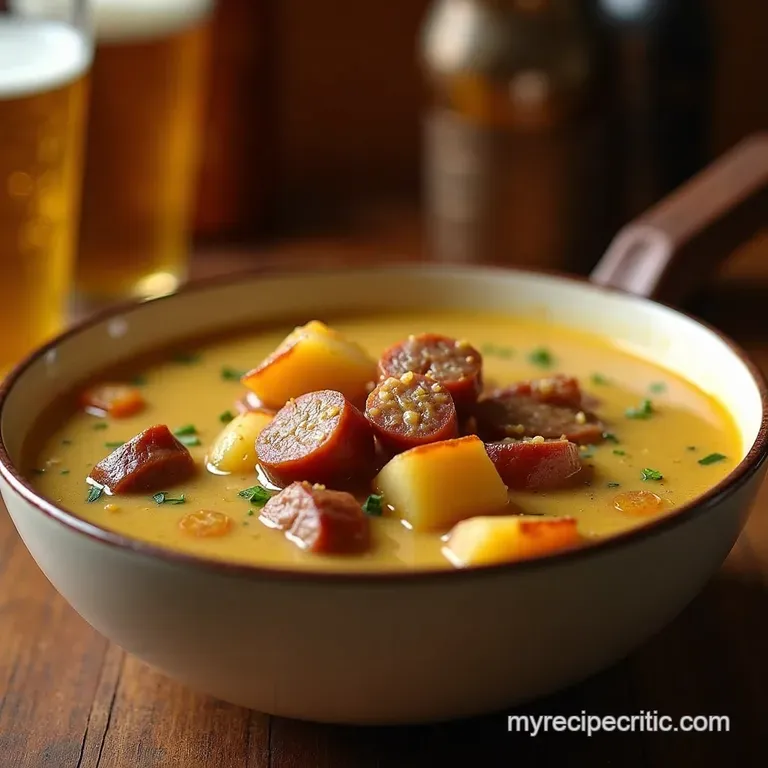 The Hearty Pub Grub Sausage and Potato Chowder presentation