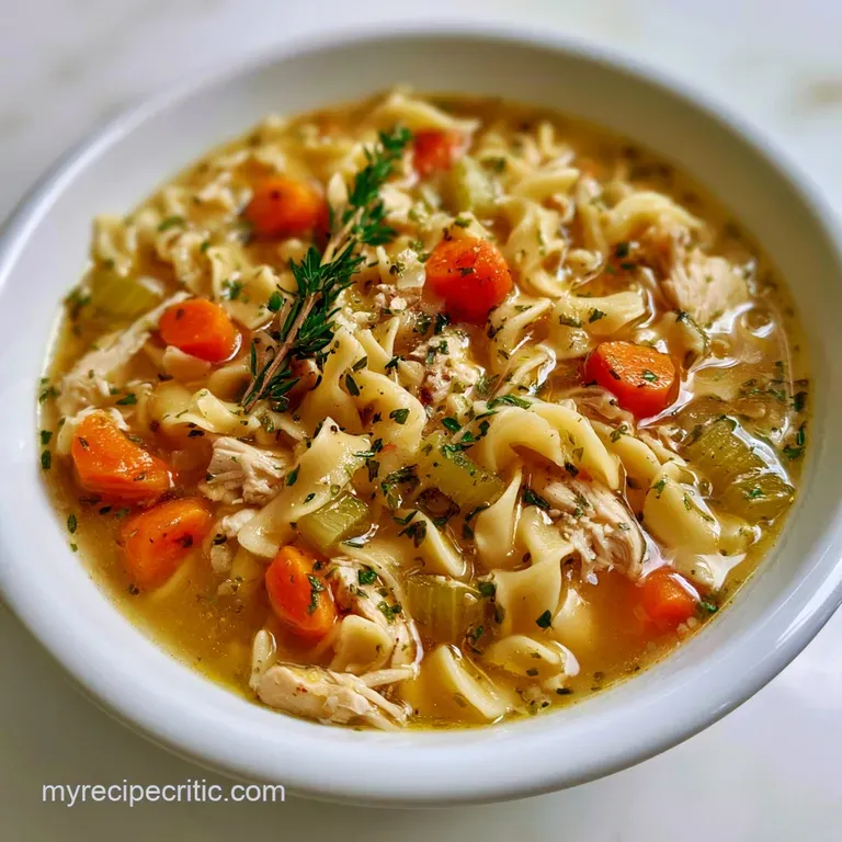 Elegant white bowl of golden savory broth with bright orange carrots and sliced greens atop a rustic linen napkin.