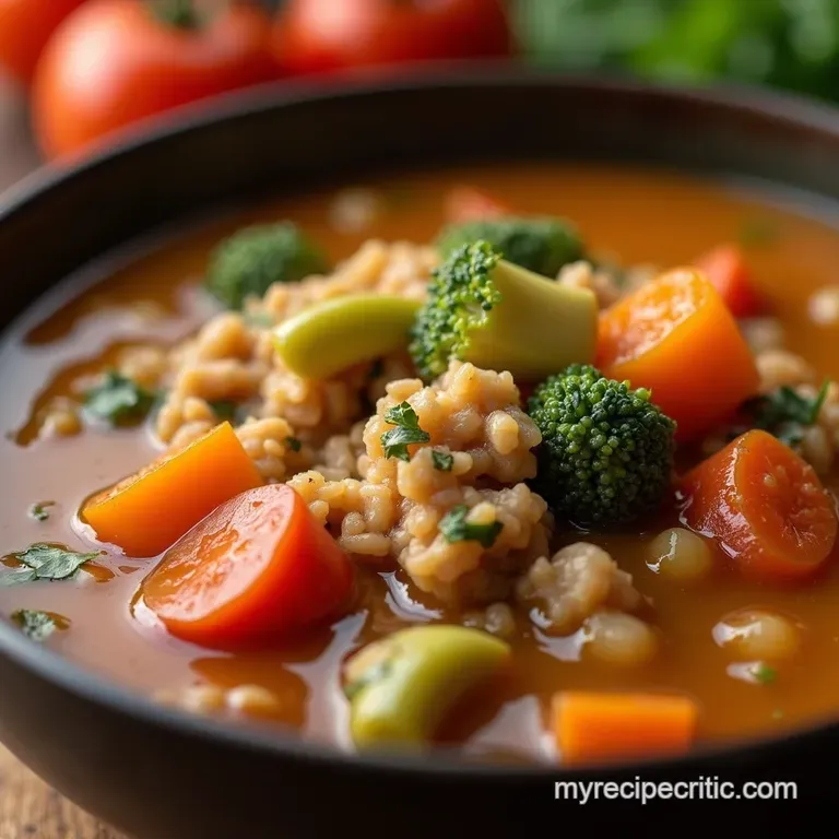 The No Fuss Full Flavour Lean Ground Turkey Garden Vegetable Soup presentation