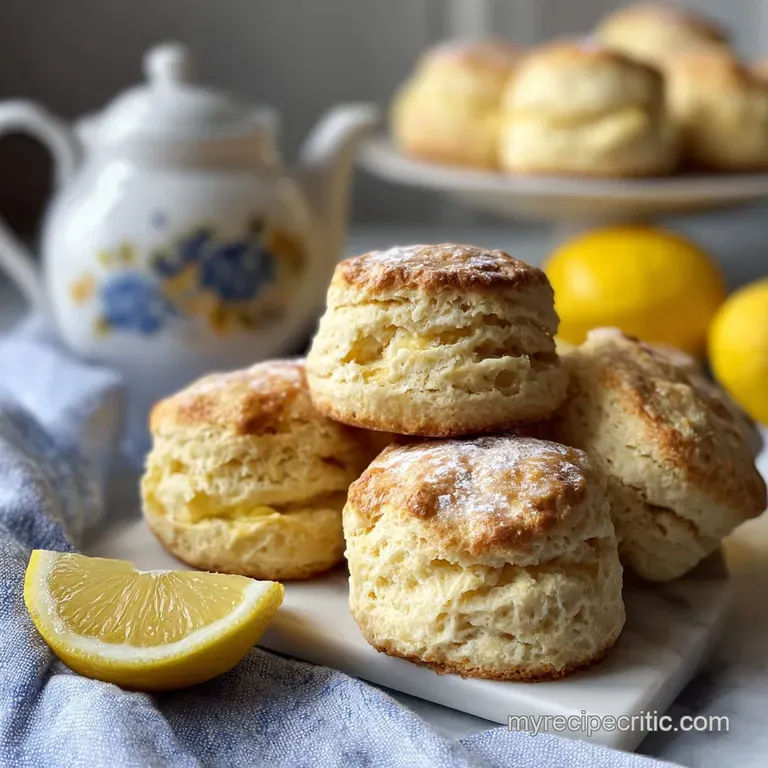 A stack of glazed lemon scones sit elegantly on a white plate, hinting at a burst of citrus flavor in every bite.