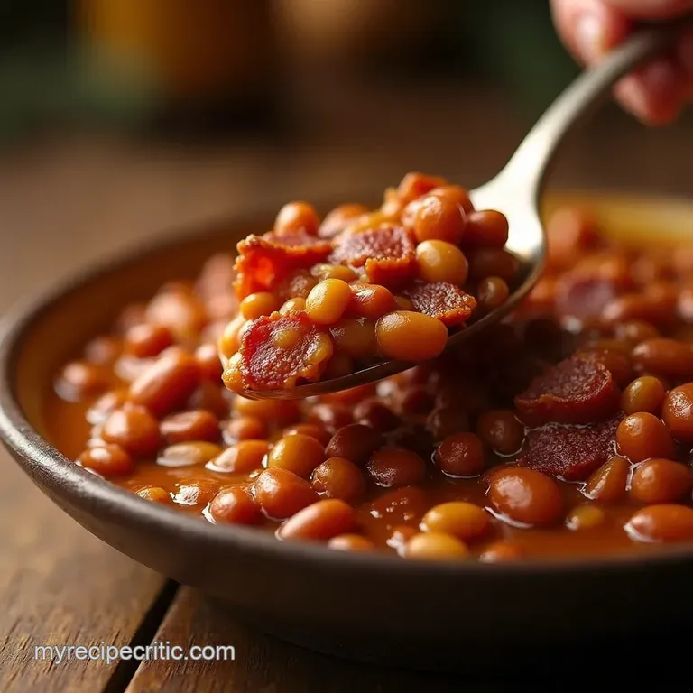 The Pitmasters Secret Smoky Maple Bourbon Baked Beans with Crispy Bacon Lardons presentation