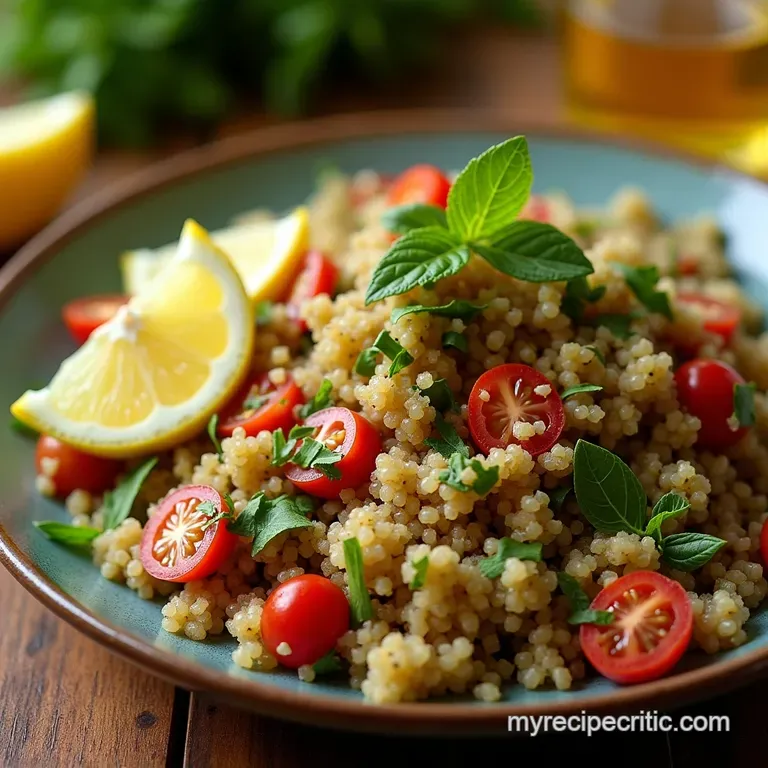 Mediterranean Quinoa Salad with LemonHerb Vinaigrette presentation