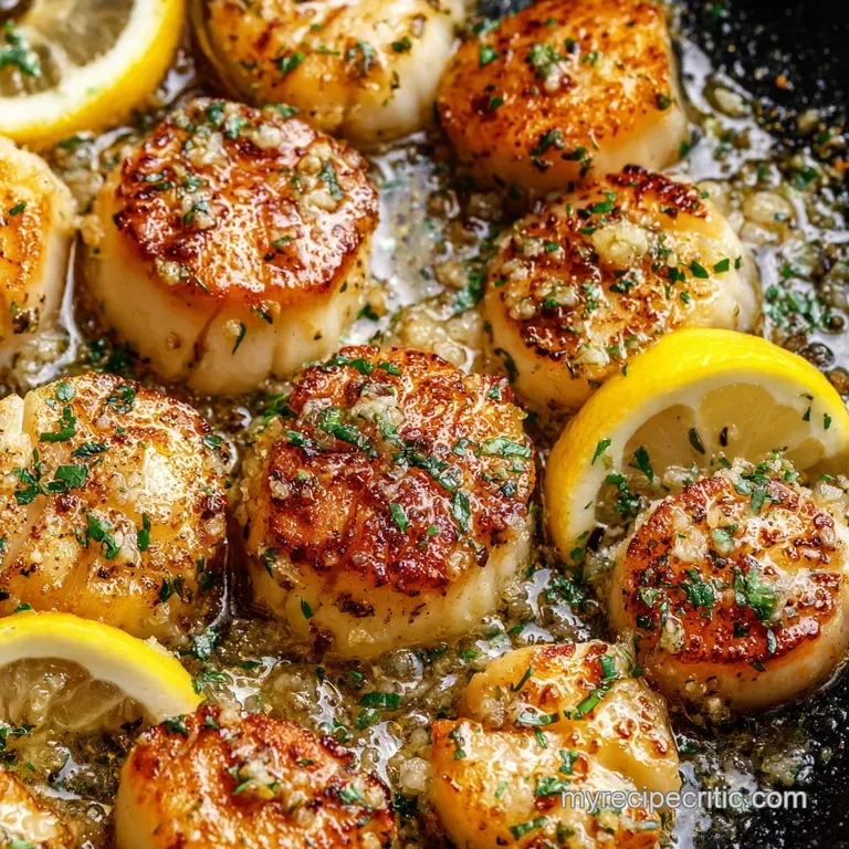 Scallops: Golden Goddess Pan Sear with Bright Lemon-Garlic Butter presentation