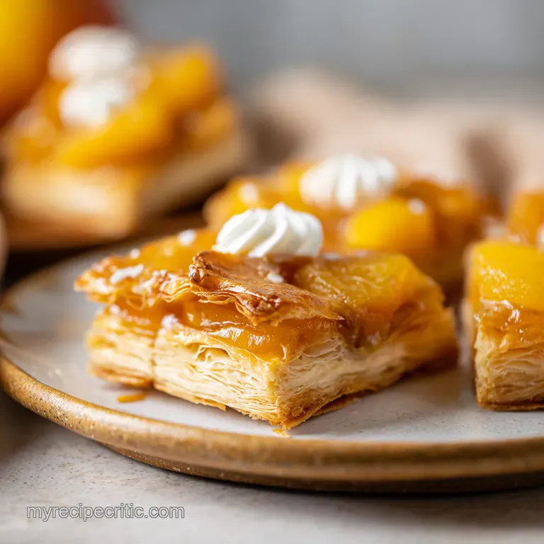 Peach Cream Dream Puff Pastry Squares presentation