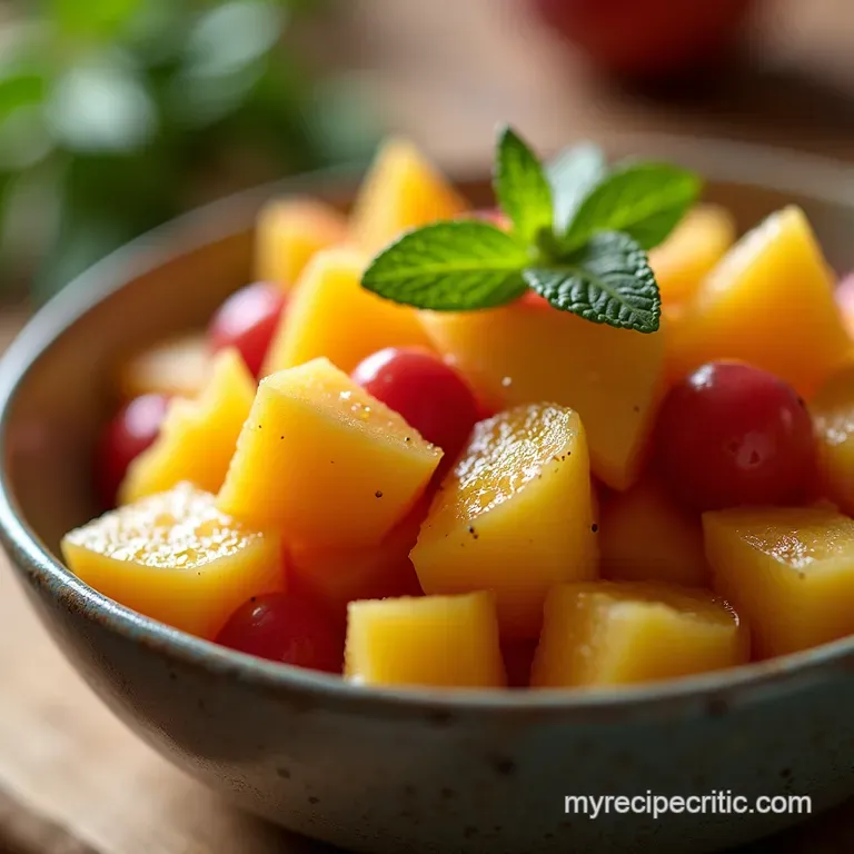 Sunshine in a Bowl The Ultimate HoneyLime Summer Peach Fruit Salad with Mint presentation