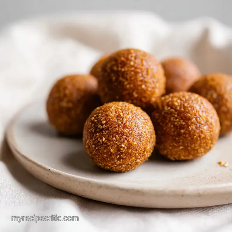Three glossy nut spheres on a slate board, garnished with a sprig of mint and a drizzle of amber maple syrup.