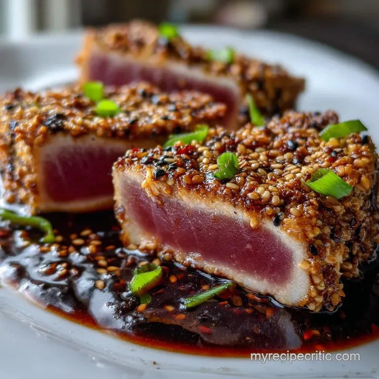 Ahi Tuna Recipe: Sesame-Crusted Seared Steaks with Ginger-Soy