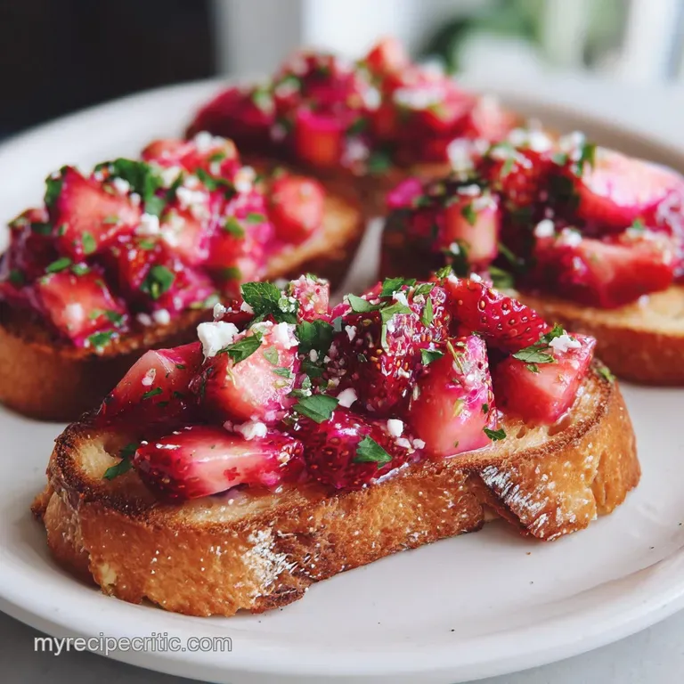 Galentines Party Food Idea with Pink Strawberry Bruschetta